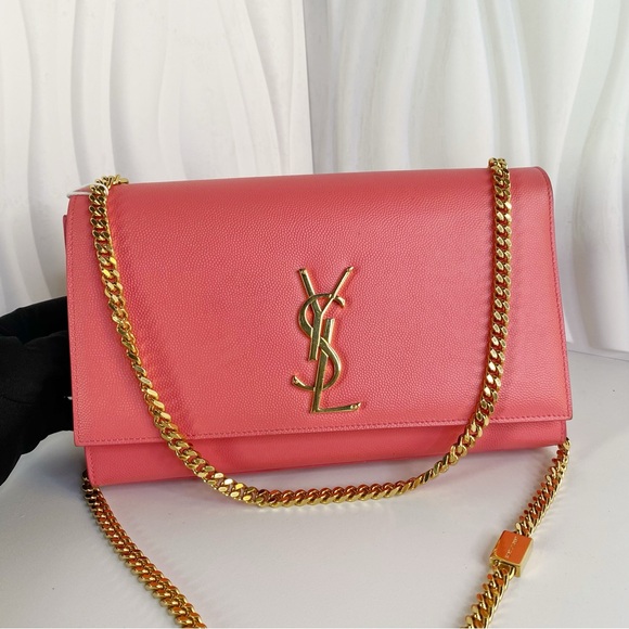 Yves Saint Laurent Handbags - Yves SAINT LAURENT Kate Chain Shoulder Bag Pink Leather Goldtone